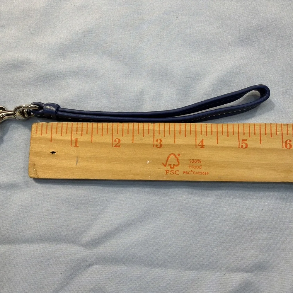 COACH Royal Blue Leather Pleated Top-Zip Wristlet Wallet Purse‎